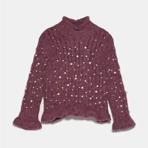 Zara Knit Alpaca Blend Pearl Sweater